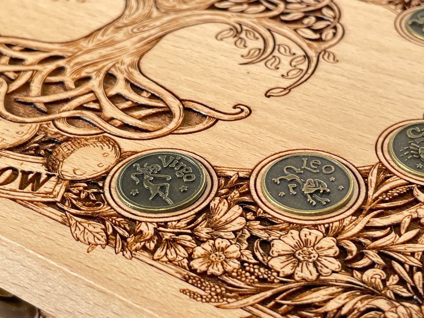 Tree of Life “As Above So Below” Tarot & Altar Box – Wood Yggdrasil Deck & Crystal Storage Box