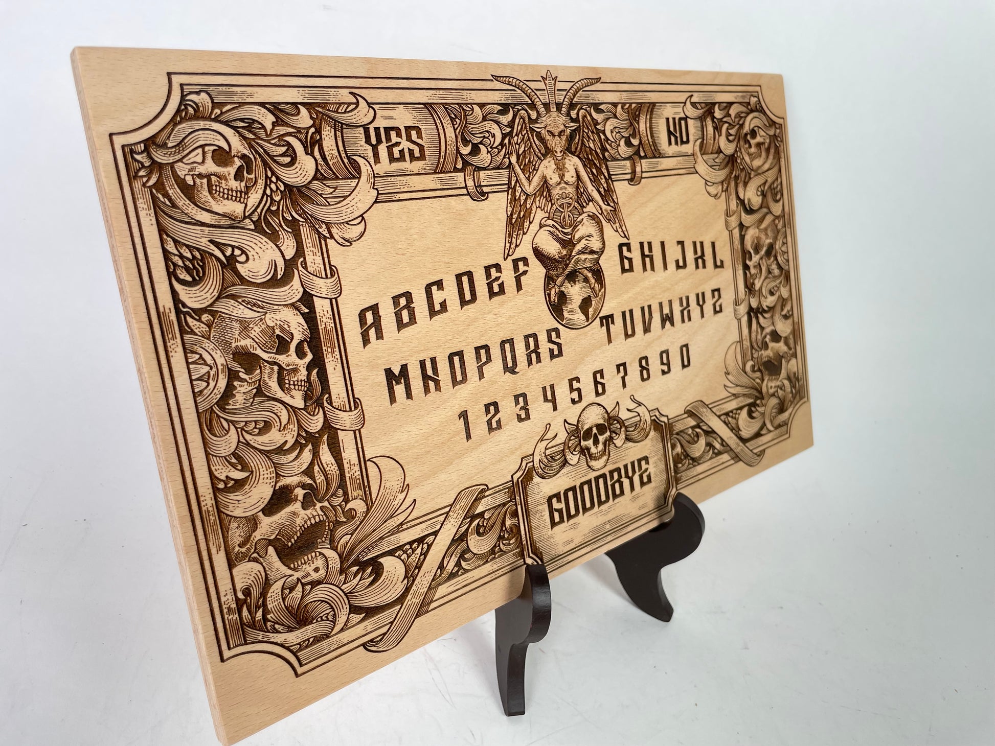 Baphomet Ouija Board – Gothic Wooden Spirit Board Engraved for Divination & Occult Altar Use - Forgotten Engravings