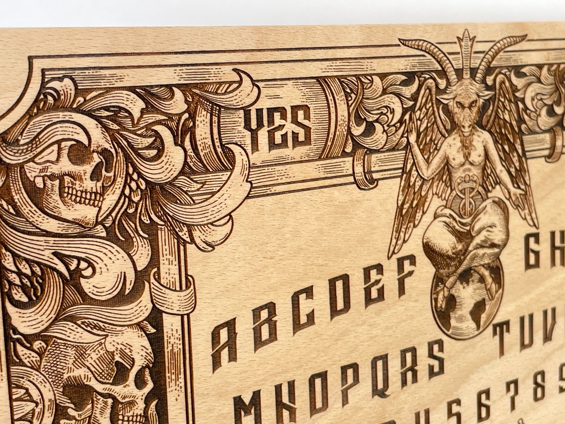 Baphomet Ouija Board – Gothic Wooden Spirit Board Engraved for Divination & Occult Altar Use - Forgotten Engravings
