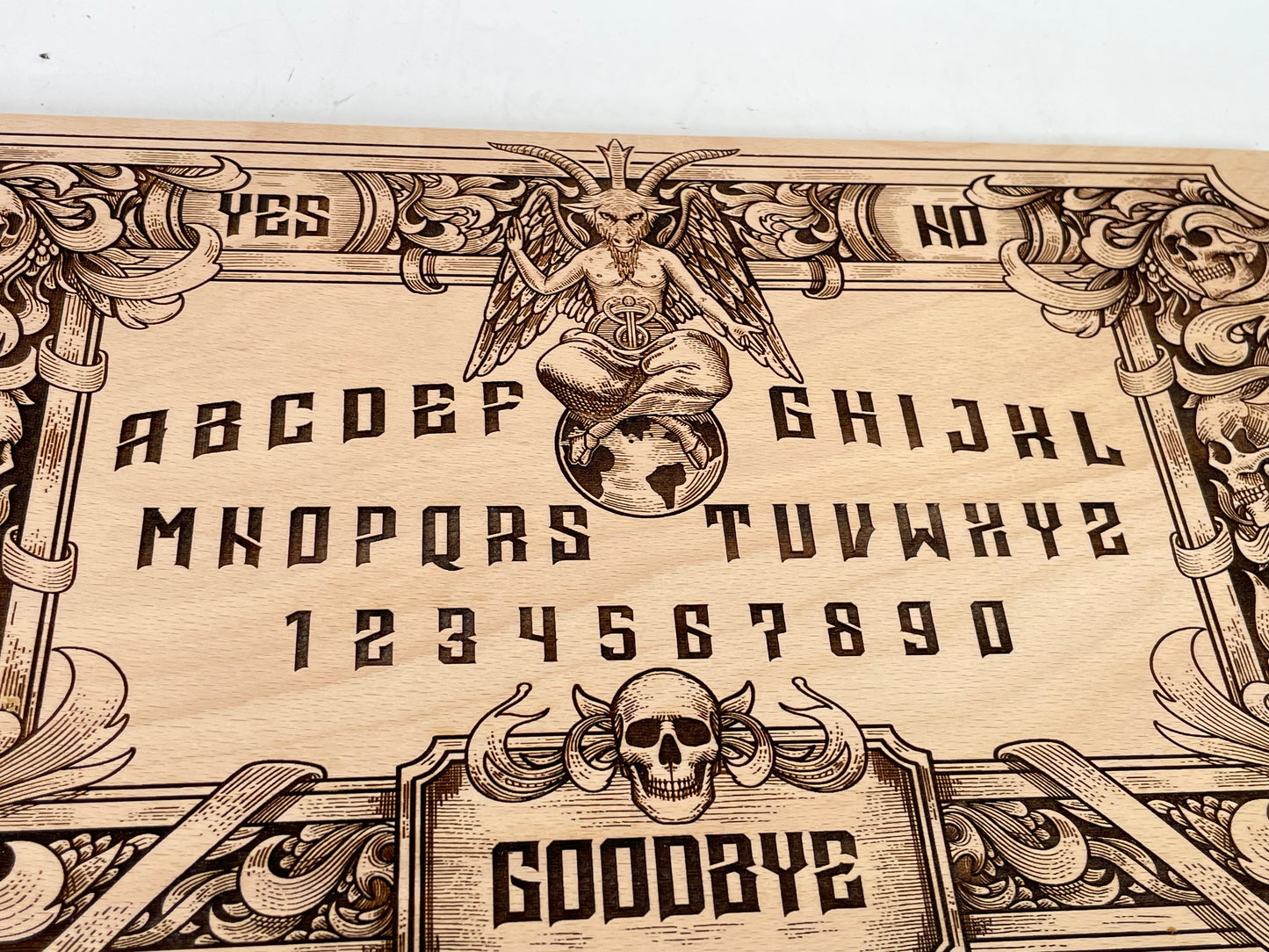 Baphomet Ouija Board – Gothic Wooden Spirit Board Engraved for Divination & Occult Altar Use - Forgotten Engravings