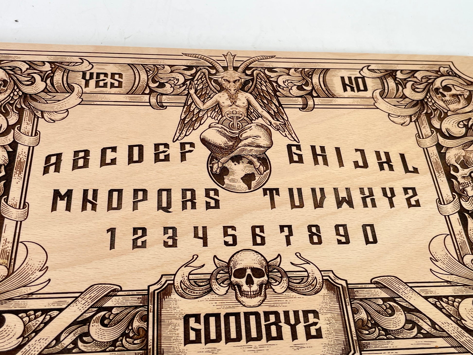Baphomet Ouija Board – Gothic Wooden Spirit Board Engraved for Divination & Occult Altar Use - Forgotten Engravings