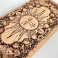 “As Above, So Below” Sun Altar Table – Engraved Wooden Ritual Board & Crystal Holder
