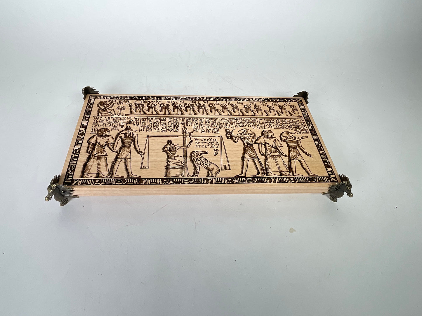 Egyptian ritual board used for tarot, incense, candles and sacred tools
