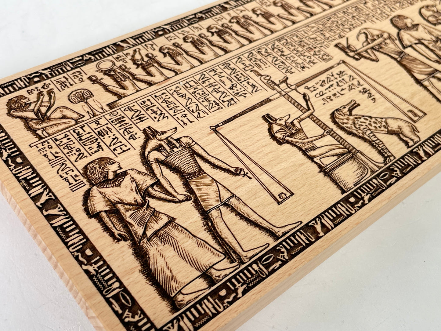 Egyptian Altar Table – Weighing of the Heart Ritual Board with Book of the Dead Engraving