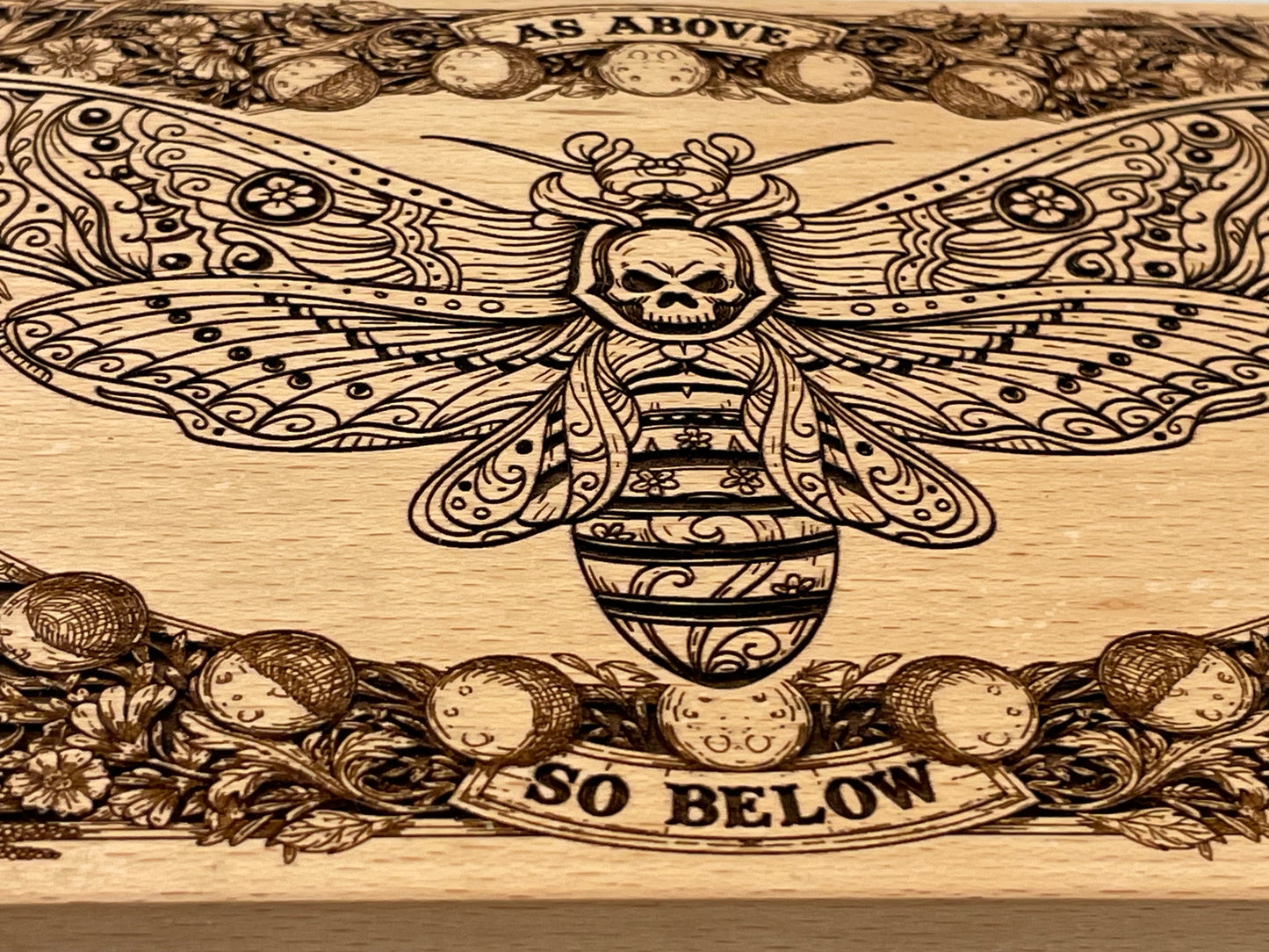 Wiccan Tarot Deck Holder Altar Box –  Moth Oracle & Jewelry Storage with “As Above, So Below”