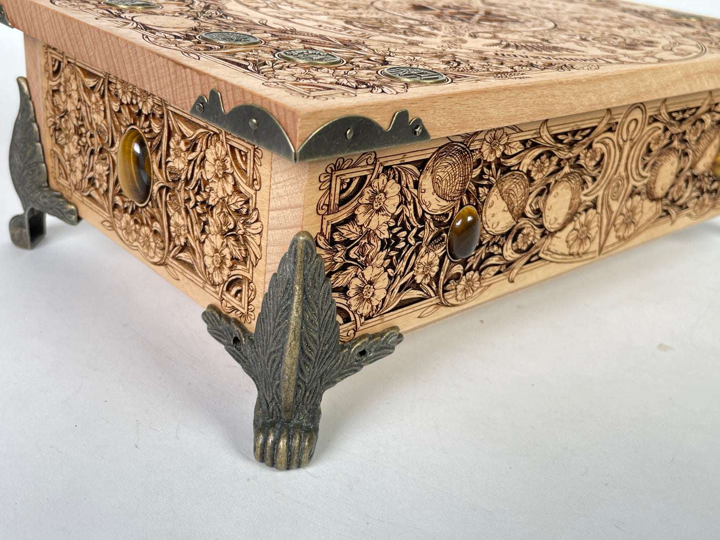 Wheel of the Year Wiccan Altar Table with Storage – Wooden Pagan Altar & Tarot Organizer