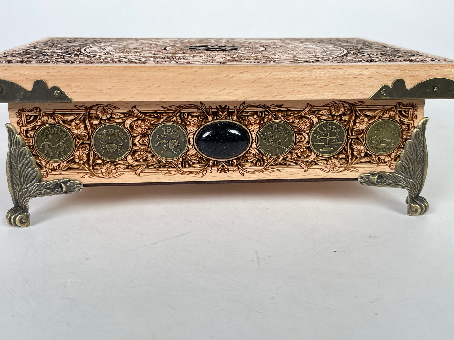 Pagan altar table with storage used for ritual and sabbat observance
