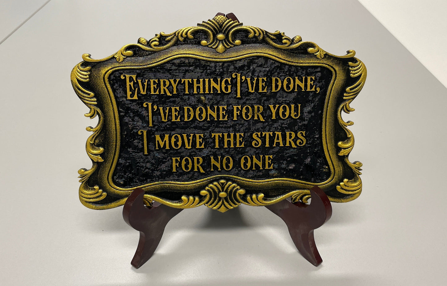 Close up engraving on acrylic Labyrinth quote wall art for movie fans
