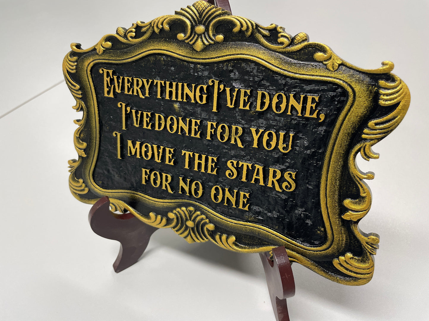 Acrylic movie décor piece from Labyrinth film with engraved text
