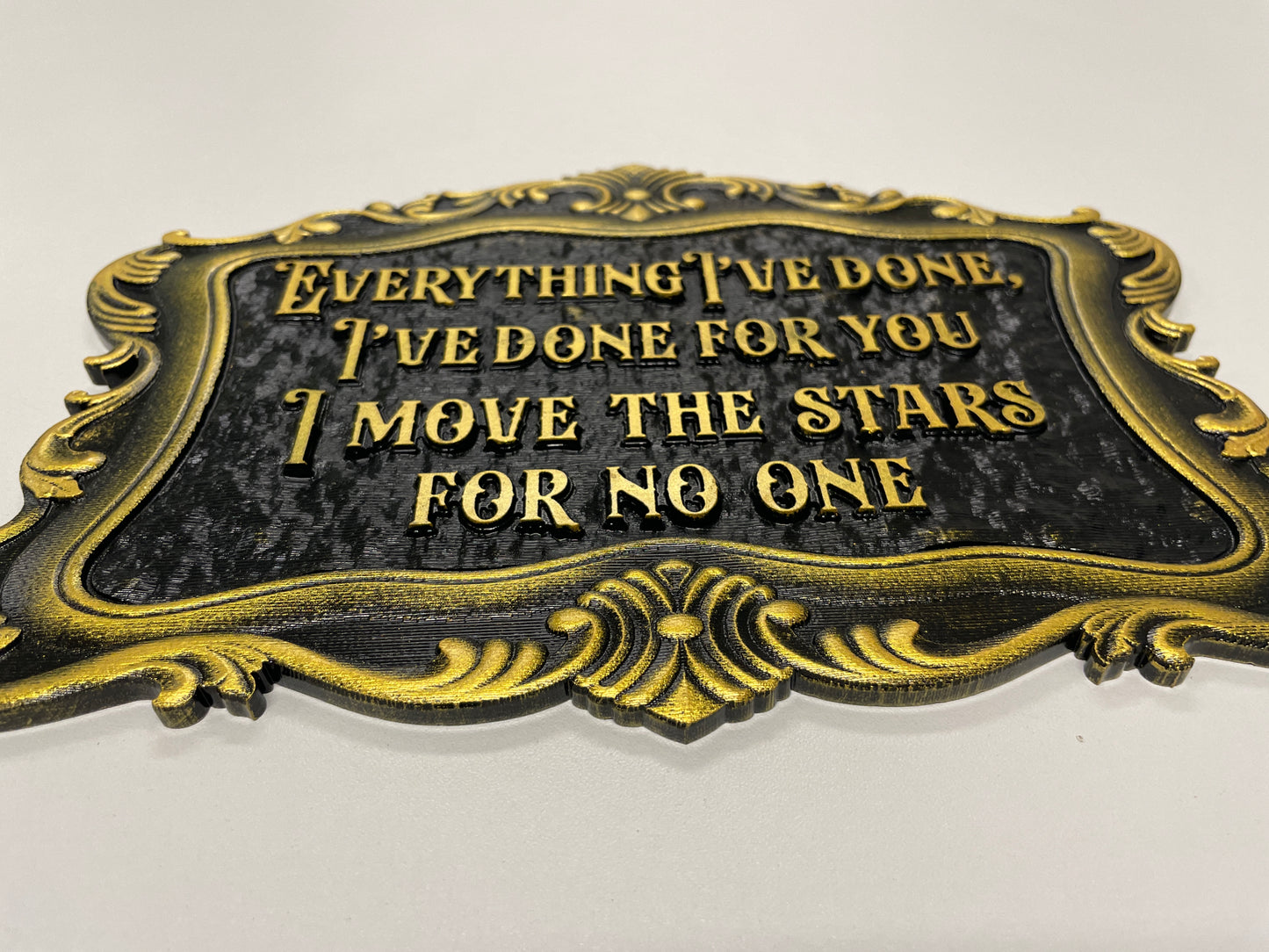 Close up engraving on acrylic Labyrinth quote wall art for movie fans
