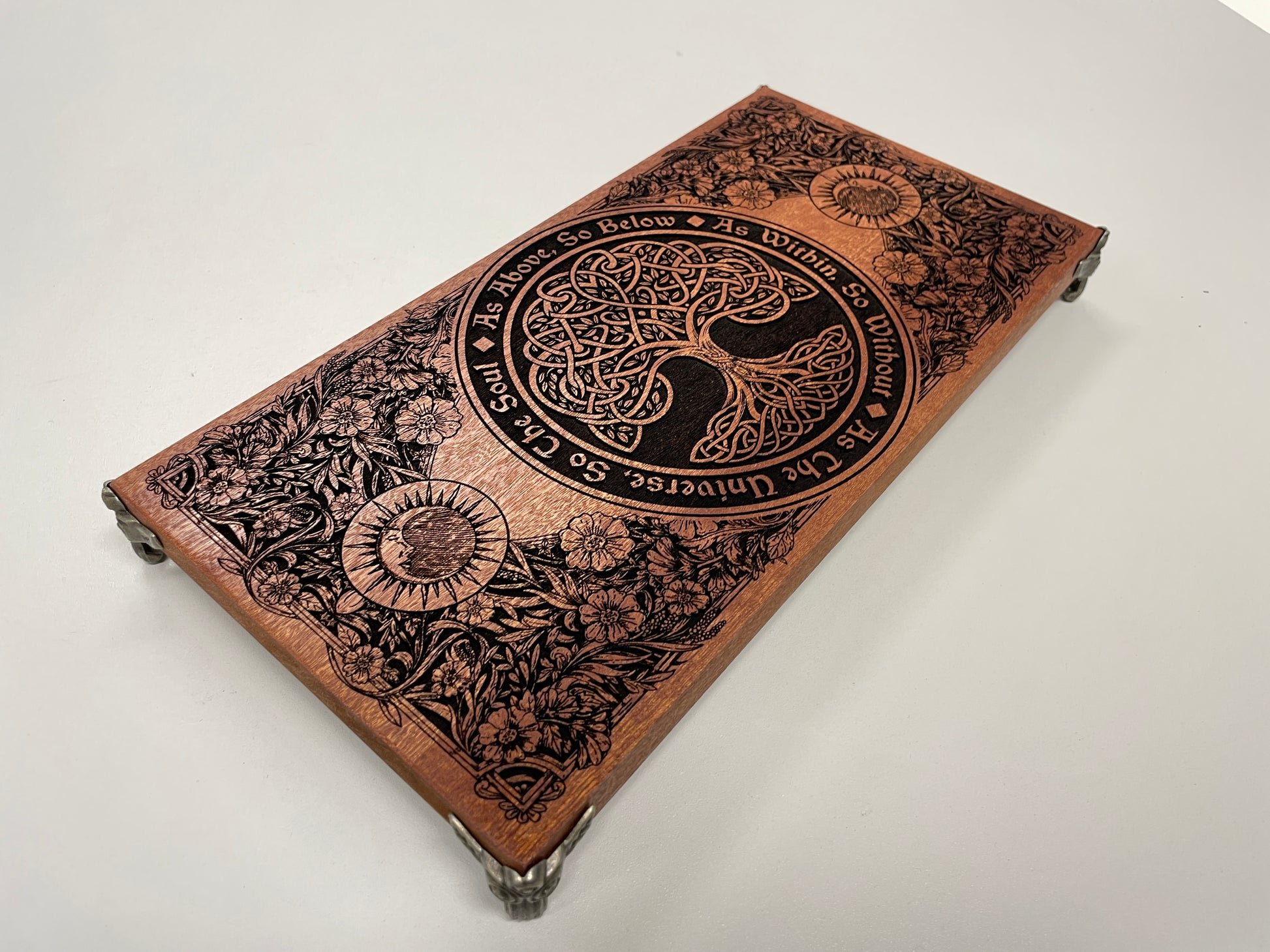 Wiccan Altar Table – Mahogany Tree of Life Ritual Board with “As Above, So Below ,As Within ,So Without” - Forgotten Engravings