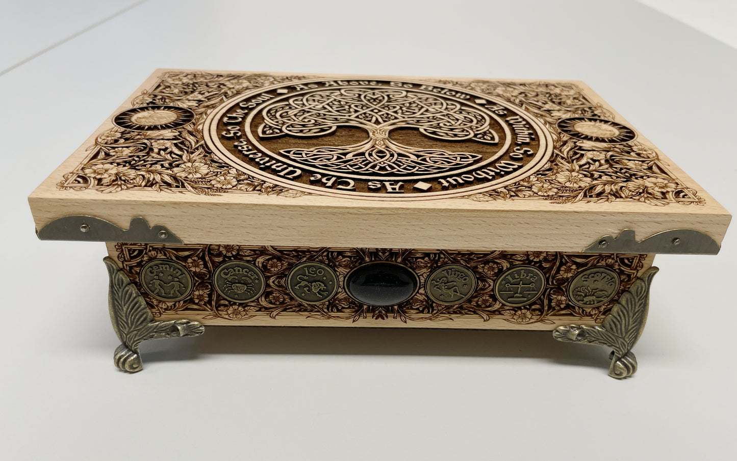 As above so below Tree of Life Tarot Box – Wooden Deck Storage & Crystal Keepsake Chest