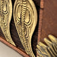 Detailed Side view of engraved mahogany Eye of Horus wooden storage chest
