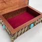 Open Eye of Horus Egyptian box used as tarot deck holder and jewelry box
