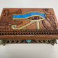 Eye of Horus Egyptian Tarot Box – Mahogany Wood Hand-Painted Oracle Deck Holder
