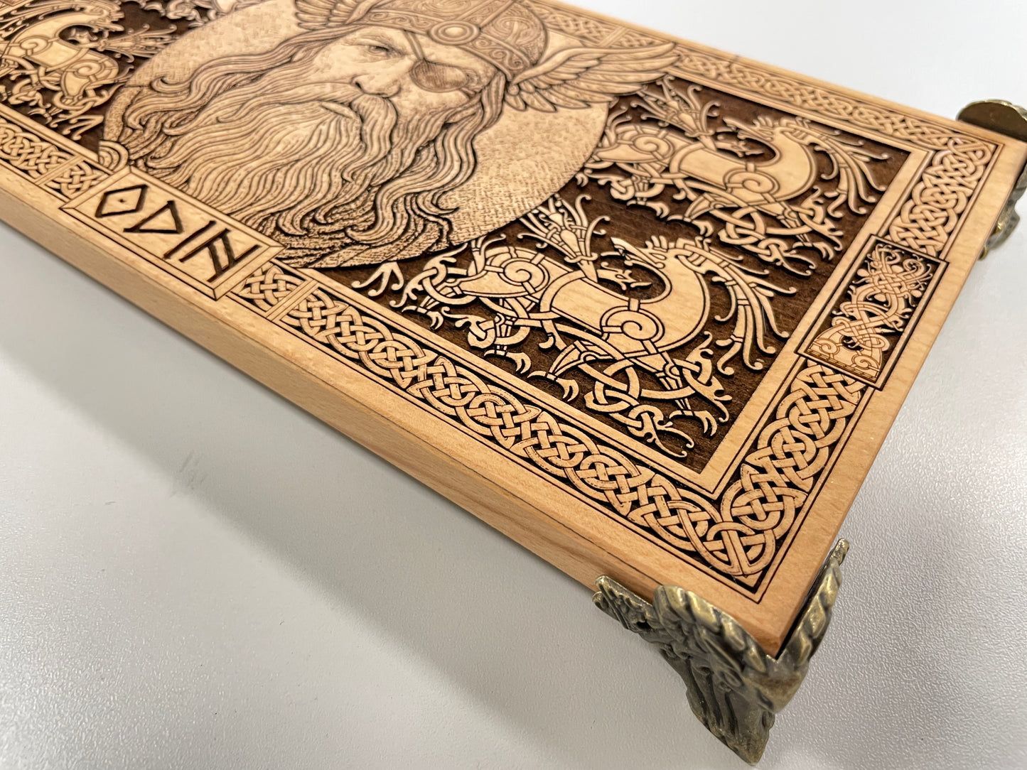 Odin Viking altar board showing mythological symbols and craftsmanship