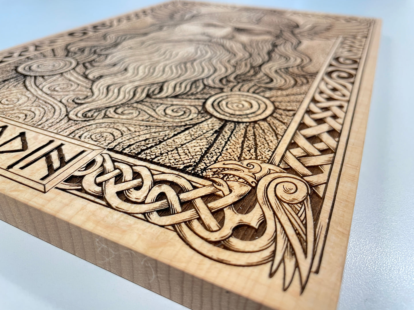 Odin Norse Mythology Wall Art – Allfather Viking God Engraved Wooden Wall Hanging Pagan Altar Decor - Forgotten Engravings