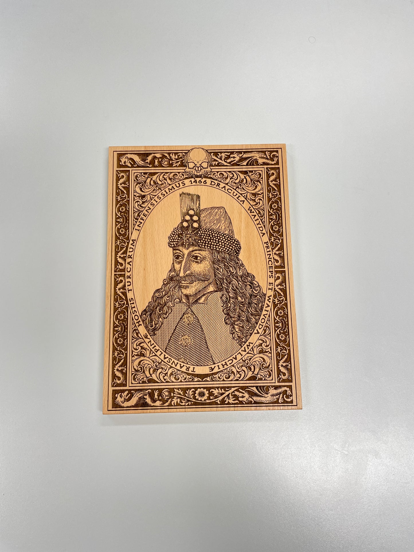 Vlad the Impaler Wood Wall Art – Engraved  Wood Gothic Medieval Portrait