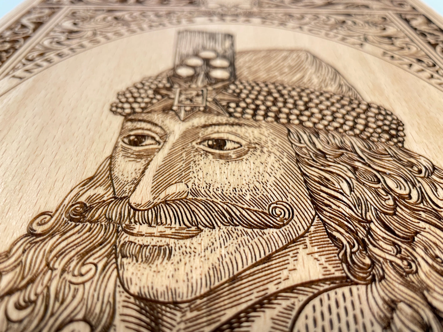 Vlad the Impaler Wood Wall Art – Engraved  Wood Gothic Medieval Portrait