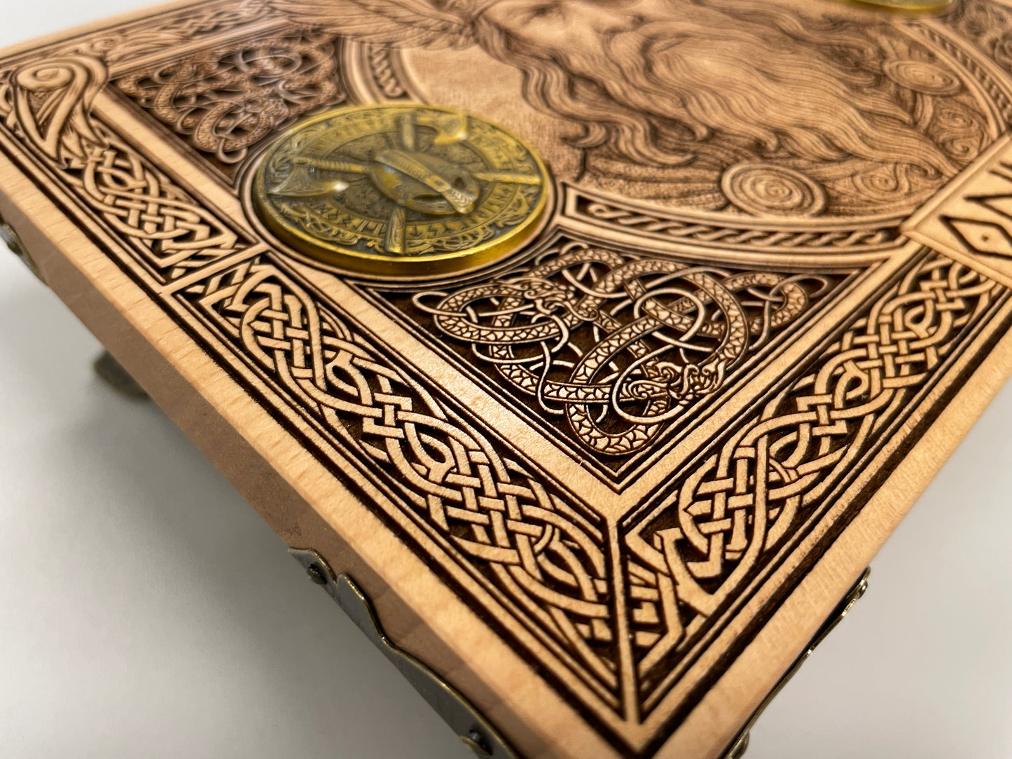 Odin Viking Altar Box – Engraved Solid Wood Norse Jewelry & Tarot Keepsake Box