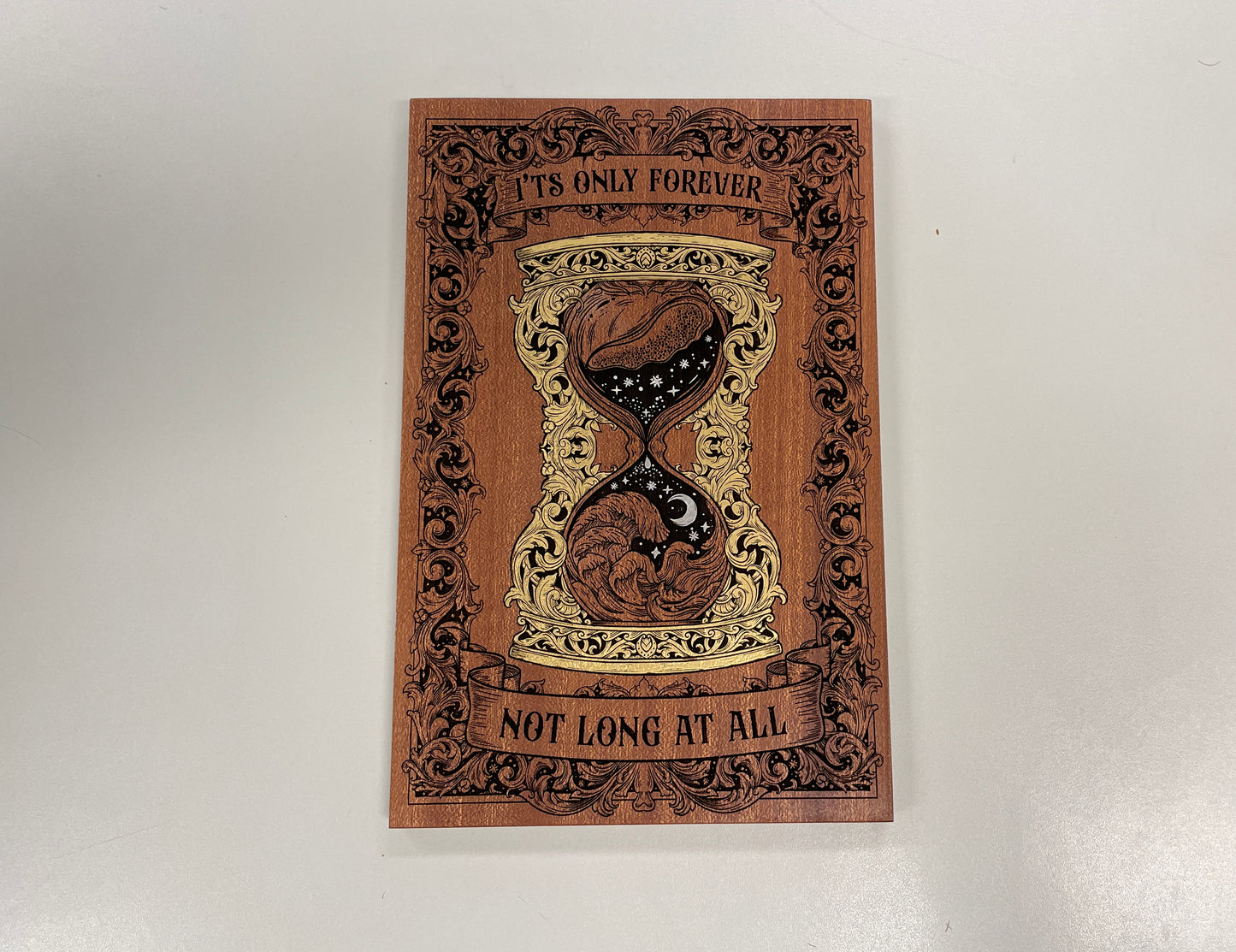 Labyrinth Movie Wall Art – Solid Mahogany Engraved Quote “It’s Only Forever — Not Long at All”
