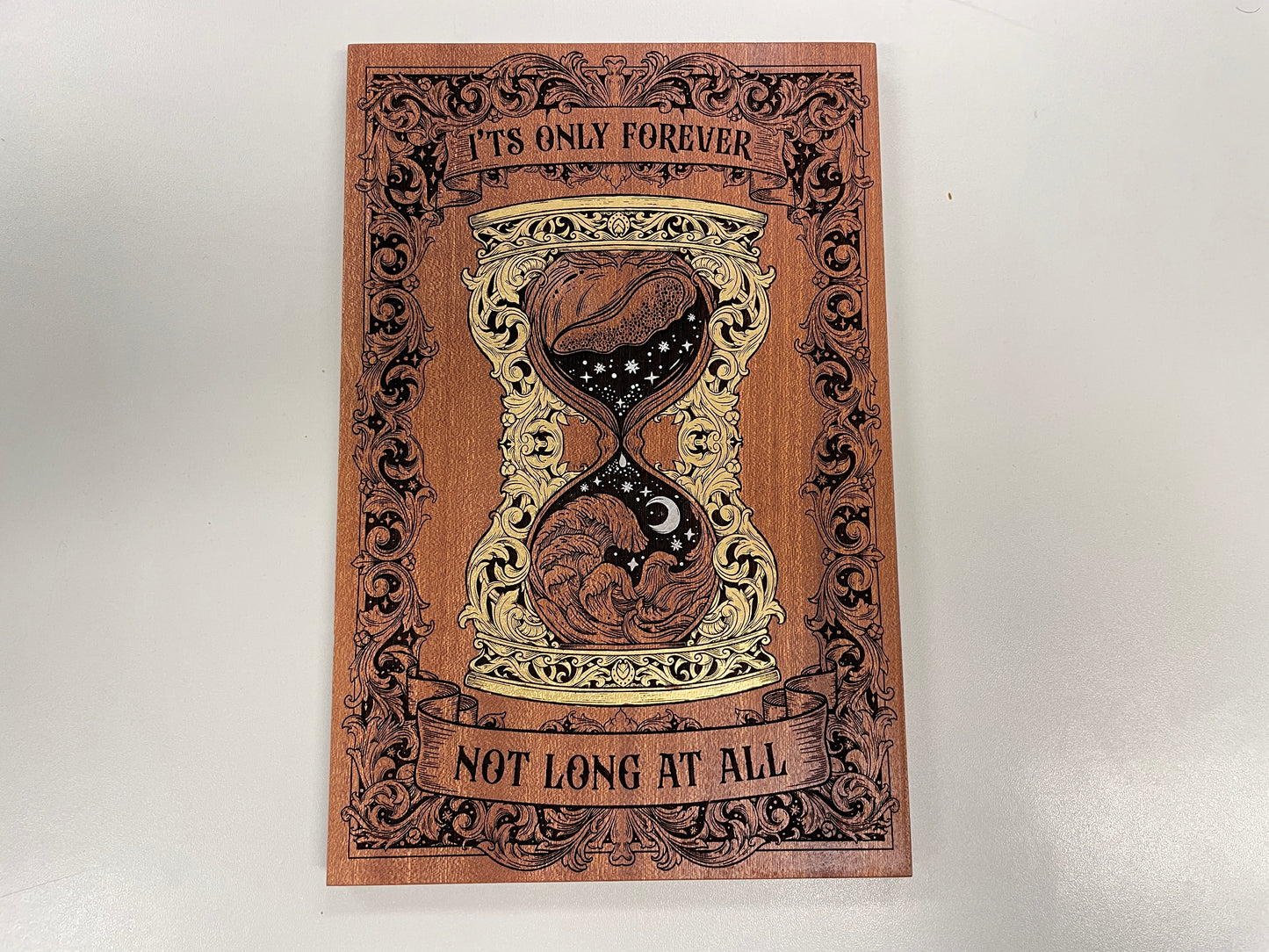 Labyrinth Movie Wall Art – Solid Mahogany Engraved Quote “It’s Only Forever — Not Long at All”