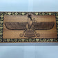 Zoroastrian Faravahar wall decor engraved in mahogany wood, handmade Persian spiritual art suitable for meditation room or office

