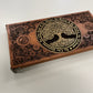 Handmade mahogany altar board for Wiccan and pagan rituals with sacred Hermetic quote engraving
