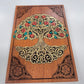 Tree of Life Wooden Wall Art – Hand Painted Mahogany Yggdrasil Sacred Tree Engraved Decor Large