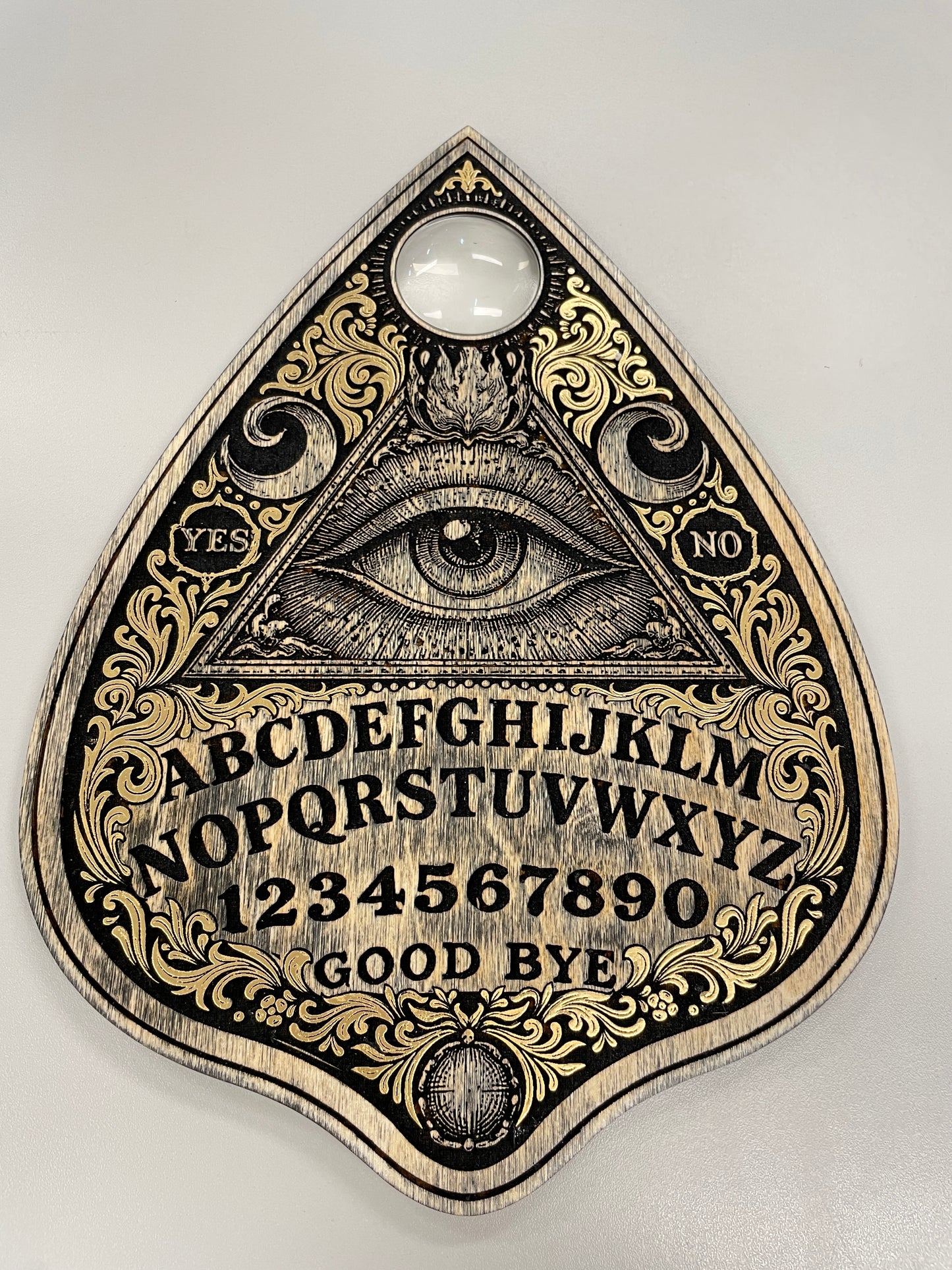 spirit board planchette wall decor engraved wooden ouija board alphabet numbers mystical occult wall art