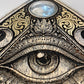 engraved wooden ouija board spirit board planchette wall art hand painted gold mystical decor