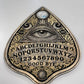 engraved wooden ouija board  planchette wall art hand painted gold mystical decor