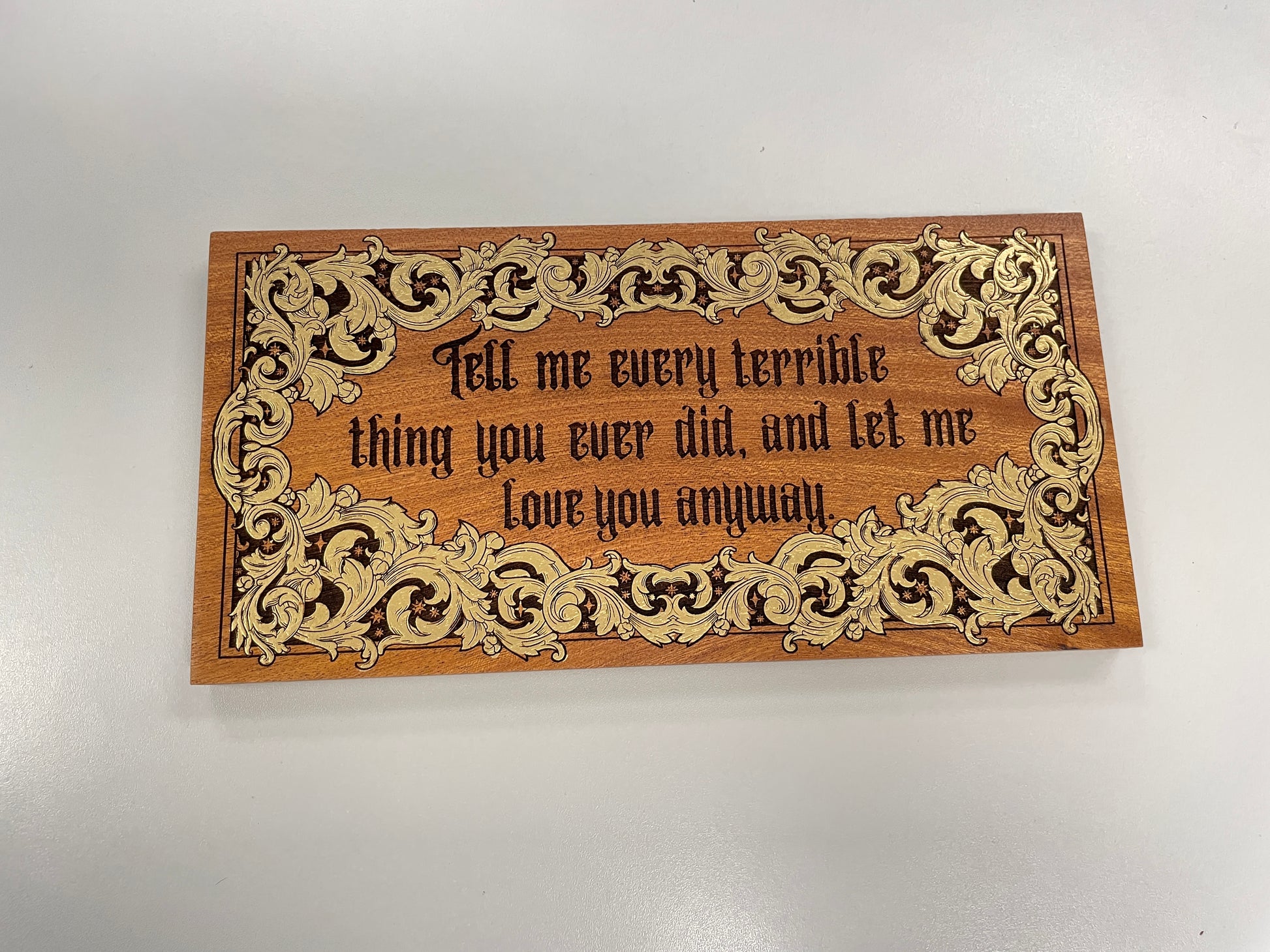 Edgar Allan Poe love Quote Wood Wall Art – Gothic Romantic Engraved hand painted Wood Sign - Forgotten Engravings