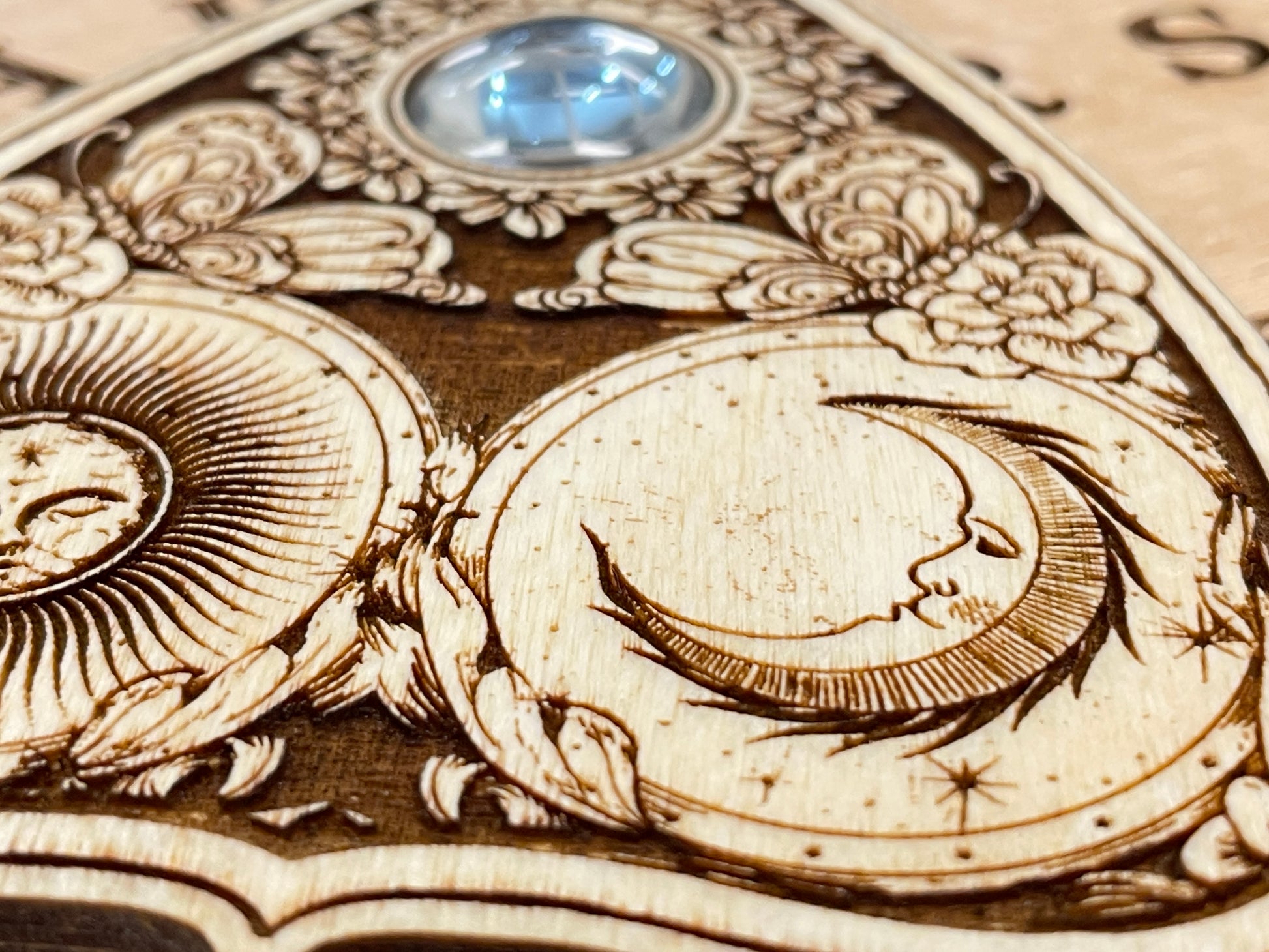 Ouija board game with flowers and butterflies, floral and cosmic spirit board with wiccan elements - Forgotten Engravings