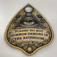 Occult Humor Ouija Planchette Wall Art – “Please Do Not Summon Demons in the Bathroom” Decor