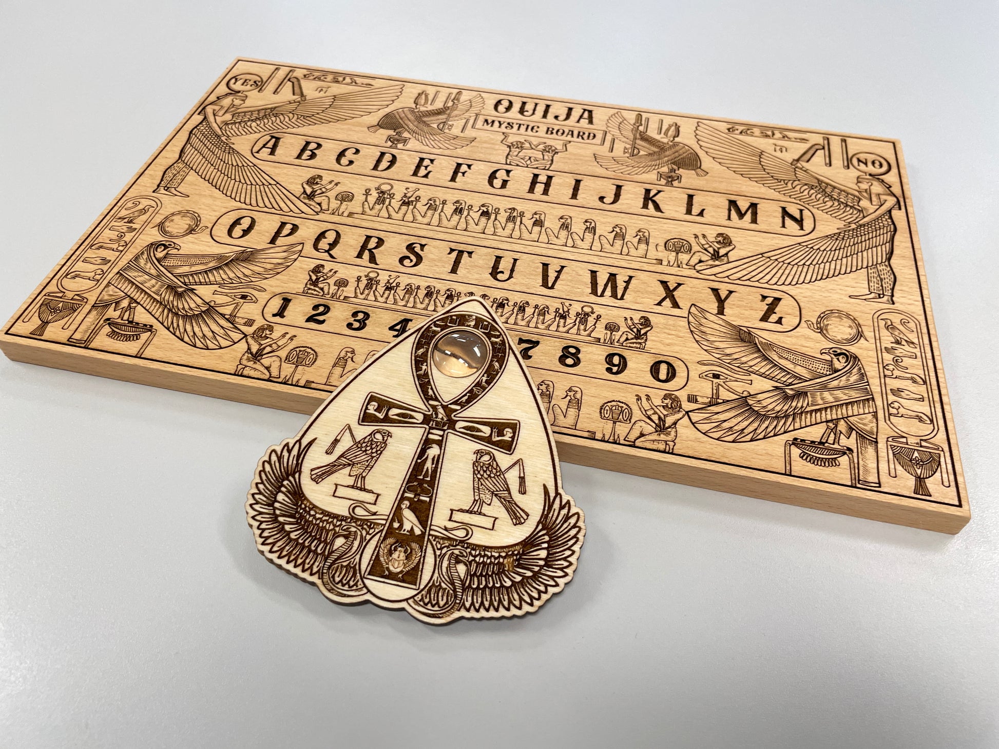 Egyptian Wooden Ouija Board – Anubis & Thoth Mythology Spirit Board with Book of the Dead  Engraving - Forgotten Engravings