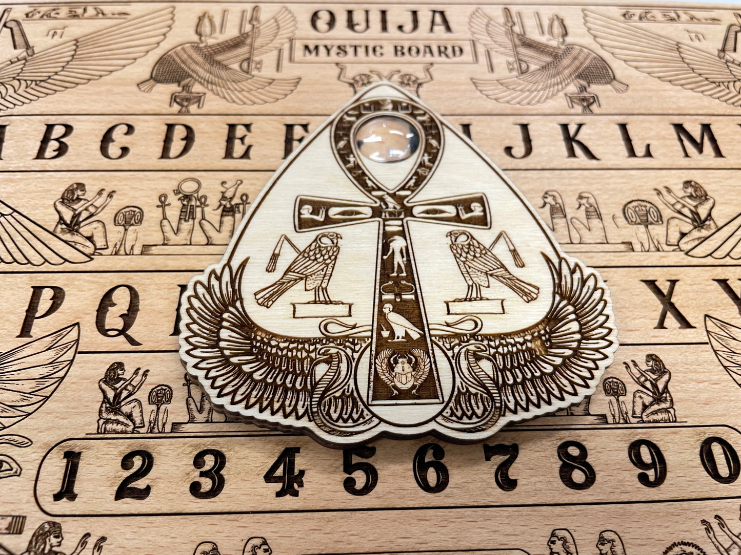 Egyptian Wooden Ouija Board – Anubis & Thoth Mythology Spirit Board with Book of the Dead  Engraving - Forgotten Engravings