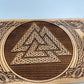 Valknut (Odin) Nordic Altar Table – Wooden Norse Ritual Board with Yggdrasil Coins