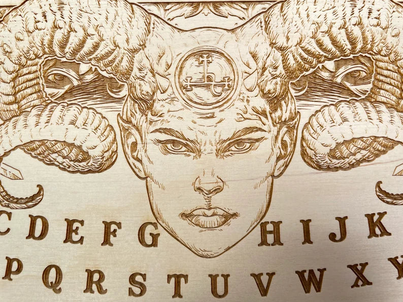 lilith sigil ouija board engraved on wood 
