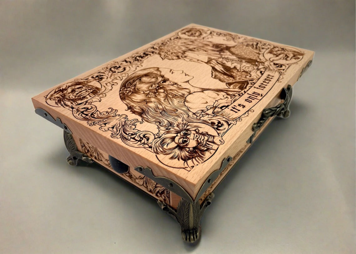 Labyrinth music box made of solid wood fantasy jewelry box inspired by the Labyrinth film
