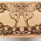 Wiccan altar table engraved with As Above So Below and Luna Moth handmade in Netherlands ships to USA
