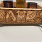 Engraved oracle and tarot Major Arcana artwork on multiple deck organizer wooden box

