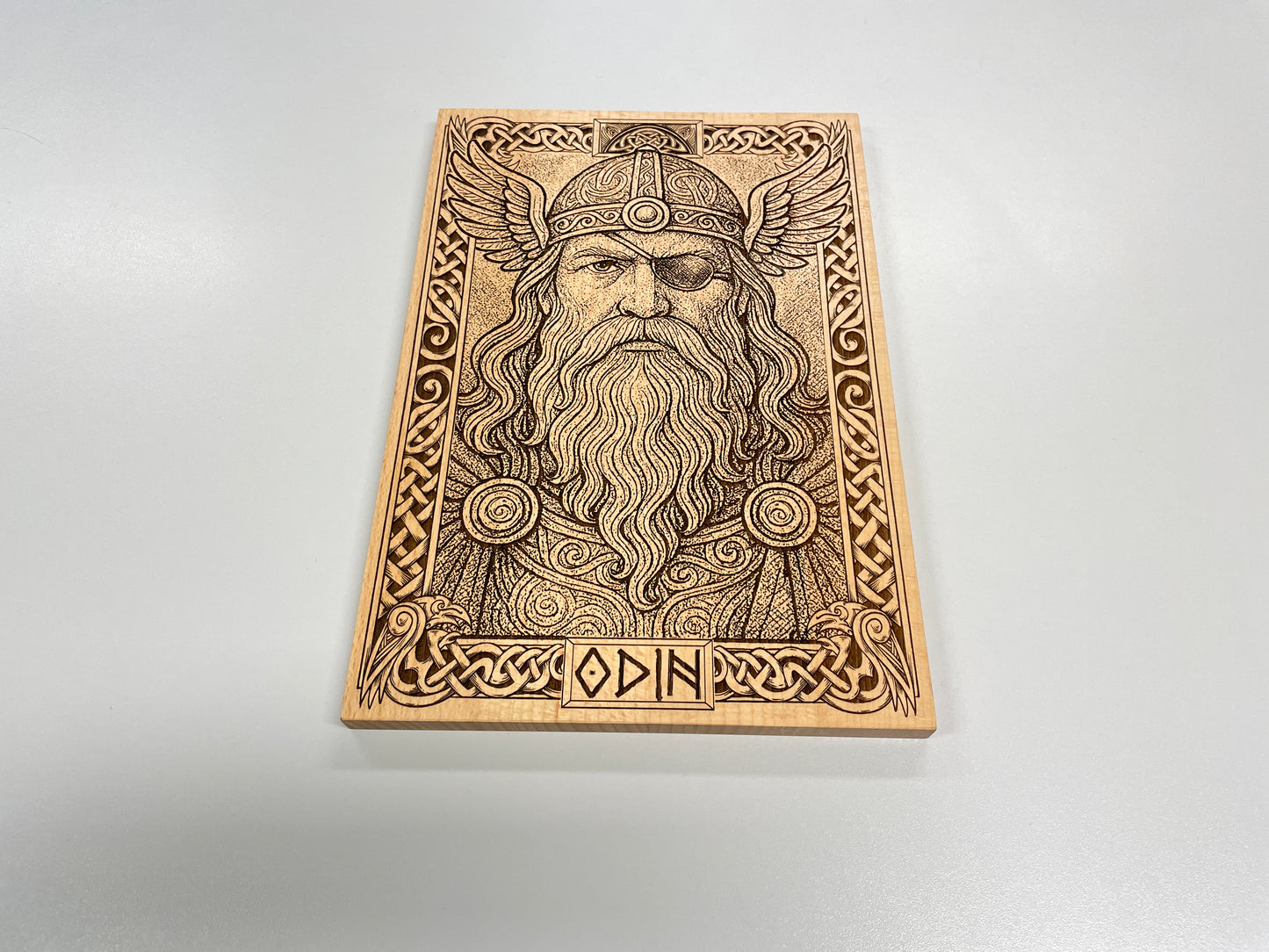 Odin Norse Mythology Wall Art – Allfather Viking God Engraved Wooden Wall Hanging Pagan Altar Decor - Forgotten Engravings