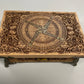 St. Brigid altar box engraved with Celtic Brigid’s Cross and floral knotwork in solid beech wood