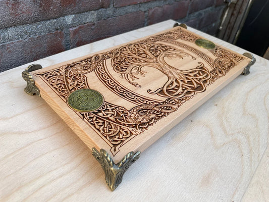 Altar divination table with tree of life engraving