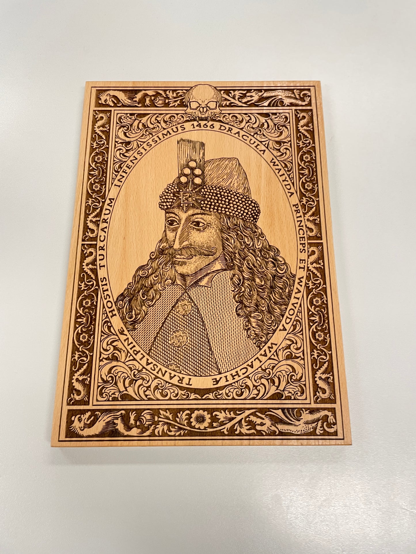 Vlad the Impaler Wood Wall Art – Engraved  Wood Gothic Medieval Portrait