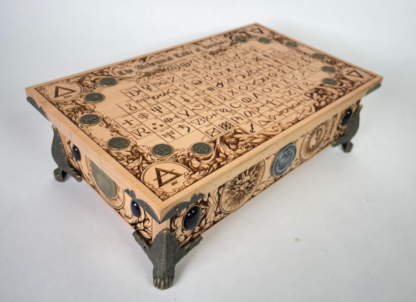 Alchemy symbols  tarot box engraved with zodiac  handmade in Netherlands ships to USA
