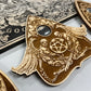 Winged demon occult wooden planchette with gothic engraving