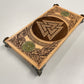 Norse ritual altar board with Odin Valknut symbol engraved in wood