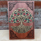 Tree of Life wooden wall art engraved in solid mahogany hand painted Yggdrasil sacred tree decor
